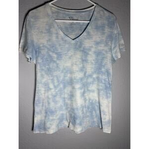 Natural Reflection Women’s V Neck T-Shirt Size Medium Blue/White Tie Dye